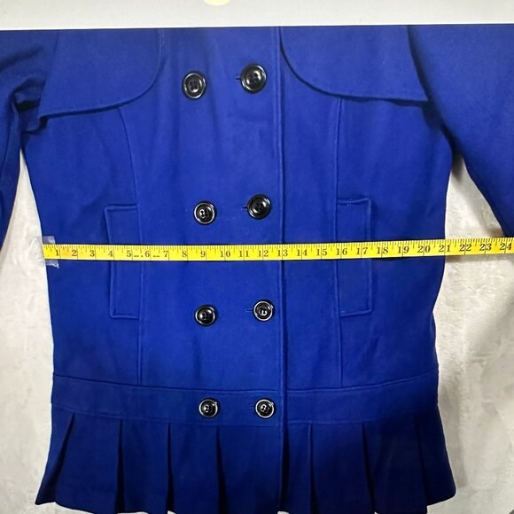 Y2K Blue Wool Worthington VTG Coat XL Corpcore Academia Classic 90 Pea-Coat BOHO - Picture 13 of 16